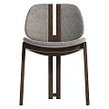 Modern Minimalist Chair Featuring Wooden Frame Gray Fabric Cushion And Backrest