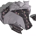 Double Bed With Floral Patterned Duvet And Decorative Pillows In Cozy Setup