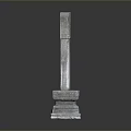 Weathered Stone Pillar With Pedestal Base And Gray Textured Surface 3d model