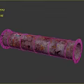 Rusted Metal Pipe With Colorful Splatter Marks On Gray Surface And Reflection 3d model