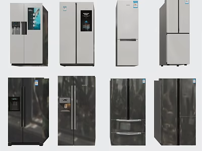 Refrigerators and Freezers with Various Styles Modern Designs and Different Colors for Home Use 3d model