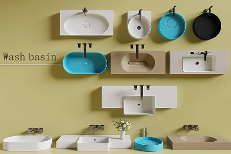 Wash basin faucet counter basin 3d model