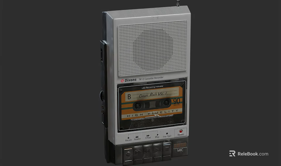 Vintage Cassette Tape Player With Built in Speaker And Playback Controls 3d model 