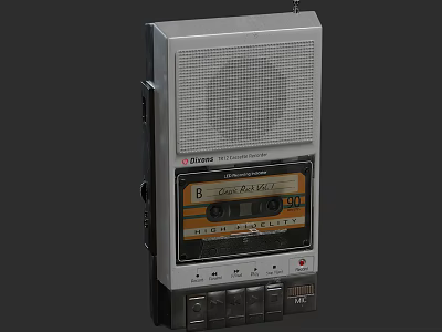 Vintage Cassette Tape Player With Built in Speaker And Playback Controls 3d model