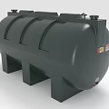 Horizontal Industrial Storage Tank With Steel Body Support Legs And Safety Labels