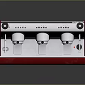 Professional Red Espresso Machine with Three Spouts and Stainless Steel Components