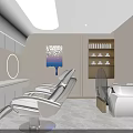 Modern Beauty Salon Interior Design With White Styling Chairs Round Mirrors And Beauty Products