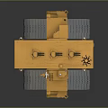 Detailed Yellow Tracked Vehicle Model With Industrial Cab Antenna And Platform