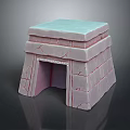Pink Brick Sofa Stool With Light Blue Top And Open Design Structure 3d model