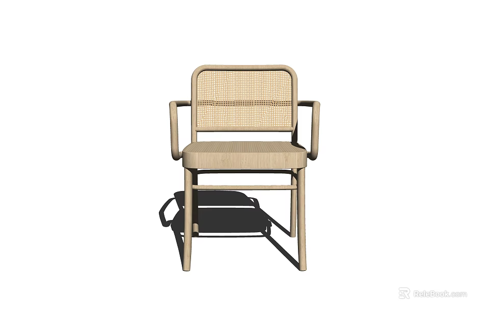 Modern Rattan Table and Chair Set With Wooden Armrest and Footrest 3d model 