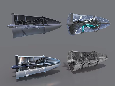 Futuristic Vessel Design Featuring Detailed Internal Structure And Multi Angle Views 3d model
