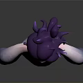 Cute 3D Character With Purple Hair Big Eyes And Pink Gradient Sweater Skull Pattern