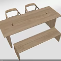 Simple Wooden Dining Table Set With Plank Top Two Chairs And Bench