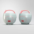 Two Cute Light Blue Rice Cookers With Pink Handles And Cartoon Face For Kitchen