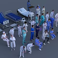 Medical Team Of Healthcare Professionals With Hospital Beds And Medical Equipment