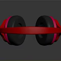 Red Over Ear Headphones With Glowing Lights And Reflective Surface