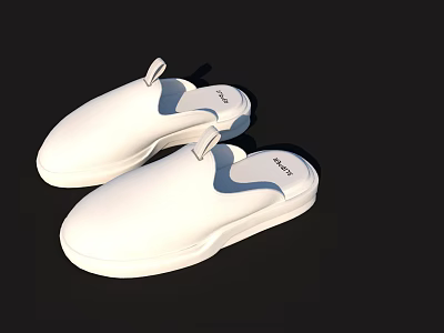 White Comfortable Slip On Slippers With Soft Sole For Indoor Daily Wear 3d model