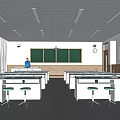 Modern laboratory tables and chairs experimental equipment school classroom desks and chairs desks 3d model