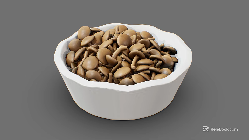 Decorative White Bowl Filled With Brown Seeds Feeding Wild Birds 3d model 