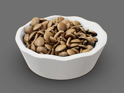 Decorative White Bowl Filled With Brown Seeds Feeding Wild Birds 3d model
