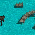Wooden Bridges Over Clear Blue Water With Natural Reflection And Simple Structure