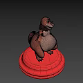 Friendly Orange Cartoon Dinosaur 3D Model With Glasses And Brown Mane