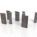 Detailed Architectural Door And Wall Models With Various Gray Textured Designs