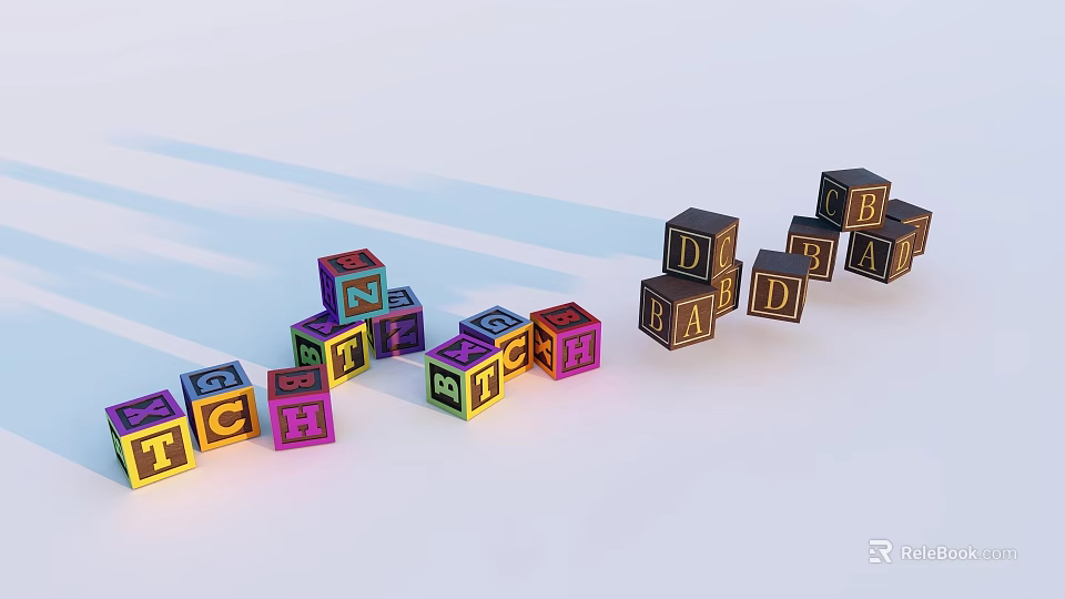 Colorful Alphabet Blocks As Charming Garden Ornaments With Bright Hues 3d model 