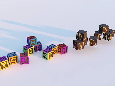 Colorful Alphabet Blocks As Charming Garden Ornaments With Bright Hues 3d model