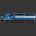 Blue Railway Locomotive 3083 Featuring White Stripes And Reflective Exterior Design