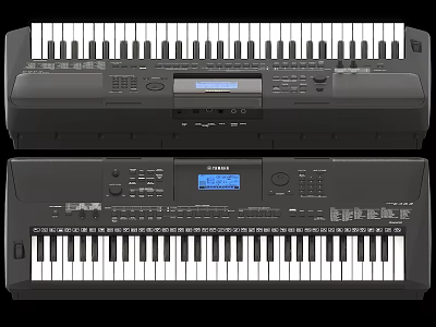 Two Black Electronic Keyboards Musical Instruments With Control Panels And Screens 3d model