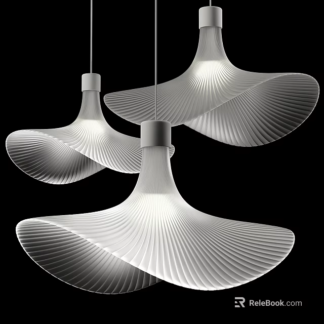 Modern White Chandeliers With Wave Striped Design And Soft Lighting 3d model
