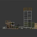 Military Scene Construction Components With Bombs Crates Scaffolding Tower And Cables