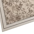 Beige Square Rug With Detailed Floral Pattern And Classic Border Design