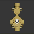 Golden Metal Valve Component With Multiple Connections And Shiny Surface Design