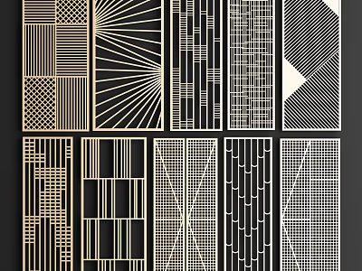Modern Partition Designs Featuring Diverse Geometric Patterns and Linear Artistic Lines 3d model