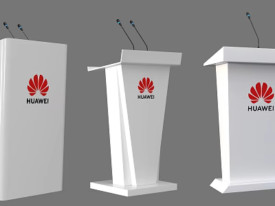 White Huawei Podiums With Brand Logo Design For Stage Presentations 3d model