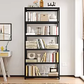 Modern White Wardrobe With Open Shelves Books Decorative Items And Desk Lamp