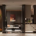 Modern Luxury Living Room Interior With Sofa Decorative Painting And Green Plants