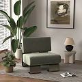 Elegant Light Green Single Sofa With Large Plant Blinds Table Lamp And Rug 3d model