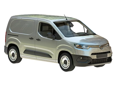 Exterior View Of Silver Compact Commercial Van With Side Door And Closed Cargo Area 3d model