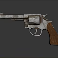 Vintage Revolver With Wooden Grip And Metal Body On Dark Background
