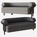 Modern Multi Seat Sofa With Gray Fabric Upholstery Curved Armrests And Metal Legs