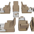 Modern Beige Leather Pedicure Chairs With Foot Basins And Gold Faucets