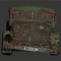 Rusty Vintage Classic Car With Green Red Patina And Weathered Body