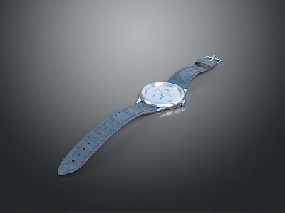 Elegant Stylish Watch With Blue Leather Strap And Silver Dial For Fashion Accessories 3d model