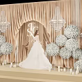 Wedding Photo Spot With Beige Curtains Arch ESC Crystal Chandeliers White Flower Balls And Candles