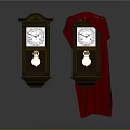 Vintage Wooden Wall Clocks With Clock Face Pendulum And Red Cloth Covering