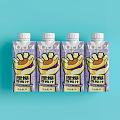 100% Pure Grape Juice Bottles Featuring Fresh Fruit Design on Light Blue Background