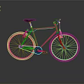 Modern Stylish Pink Bicycle With Black Seat And Orange Rims On Reflective Surface